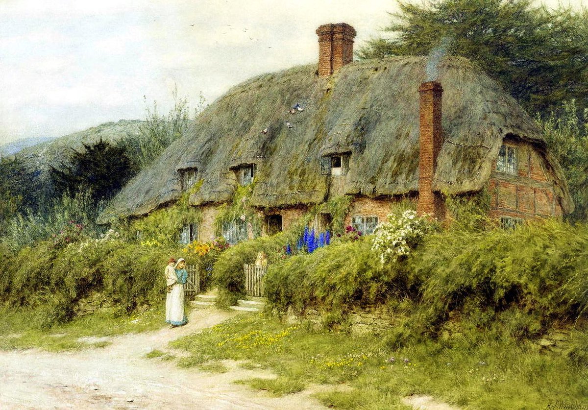 Art__Paintings's tweet image. Helen Allingham
(1848-1926)
Old Cottages near Downtown, Wiltshire (looks better on a larger screen)
