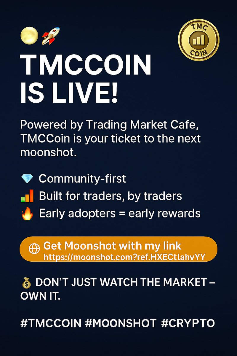 NafiRushdi's tweet photo. 📈 TMCCoin isn’t a meme.
It’s a movement.
✅ Designed for traders
✅ Powered by the community
✅ Early-holder advantages
The market is your cafe — we’re serving profits. ☕💎 @elonmusk @Steven_1391 https://t.co/paIiILWiYs