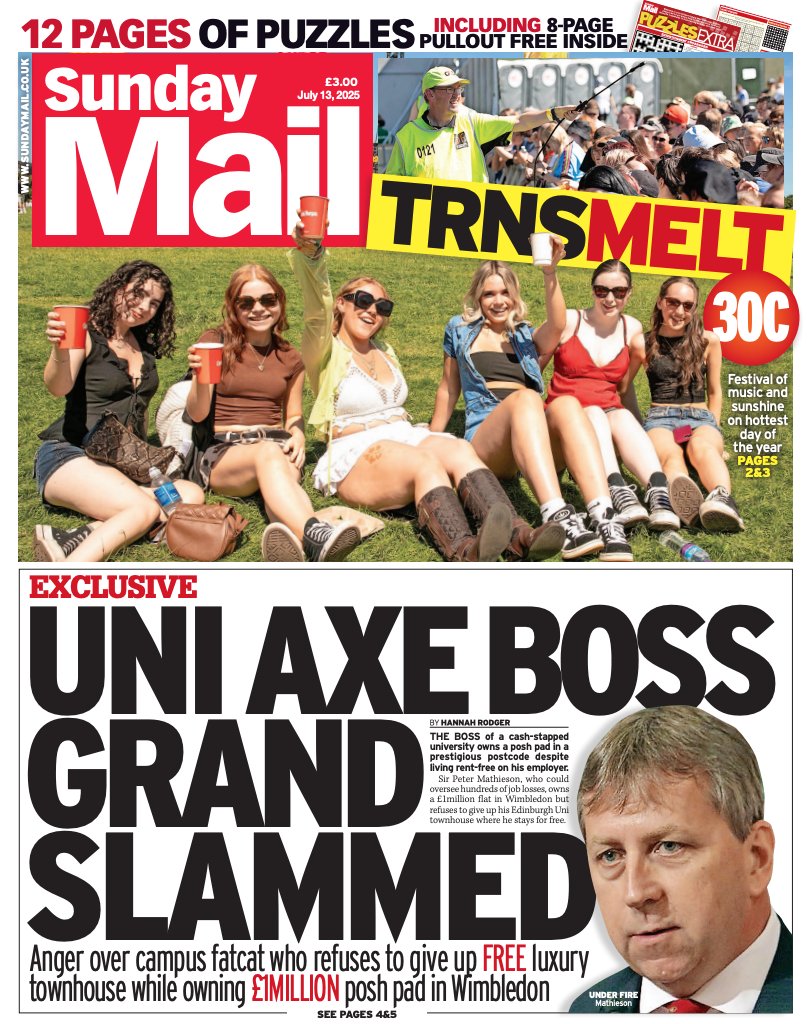Sunday_Mail's tweet image. In tomorrow's Sunday Mail, the boss of a cash-stapped university owns a posh pad in a prestigious postcode despite living rent-free on his employer #ScotPapers #TomorrowsPapersToday