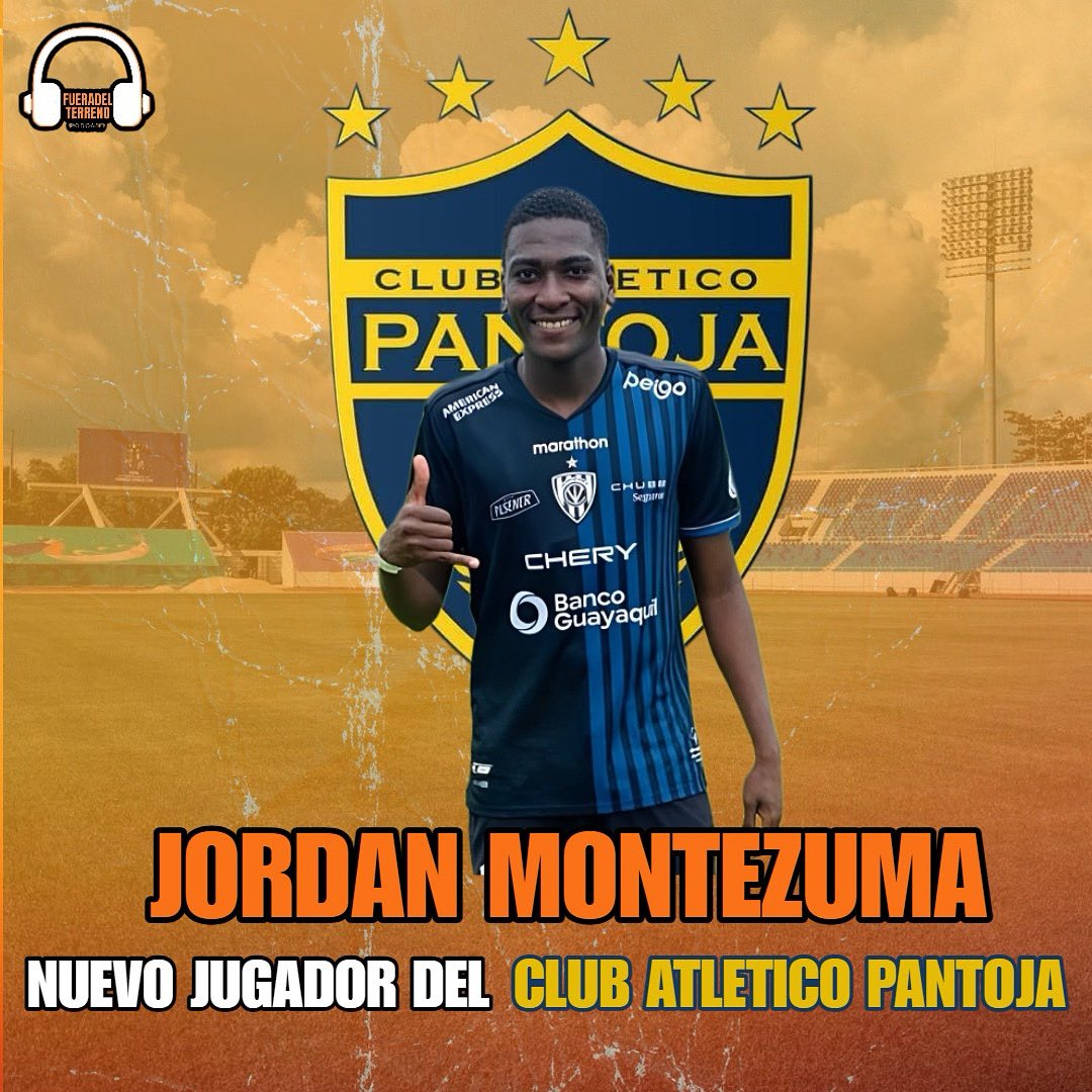 JORDAN MONTEZUMA AL CLUB ATLÉTICO PANTOJA 🇩🇴🔥

El mediocampista ecuatoriano Jordan Montezuma, de 24 años, es nuevo jugador del Club Atlético Pantoja de cara a la temporada 2025-2026 de la Liga Dominicana de Fútbol.