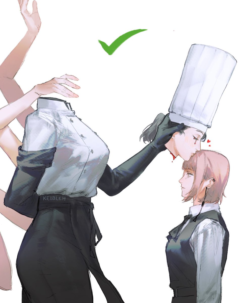 keibleh's tweet image. how to kiss tips for tall people #chainsawman #dropdead
