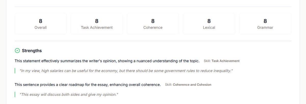 The AI feedback on ieltswithai is powered by OpenAI.
I considered trying other models (like Grok), but OpenAI has been the most consistent so far: solid quality from the start and easy to integrate.

The harder part was writing a prompt that gives accurate feedback and reliable