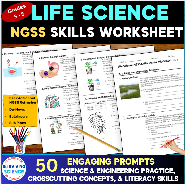 Life Science NGSS Performance Expectation Skills Starter Worksheet (50 Prompts) teacherspayteachers.com/Product/Life-S…🏫#Backtoschool #NGSS refresher 📷📝Do Now/Bell Ringer. 📂Sub Plan📷#summer #TEACHers