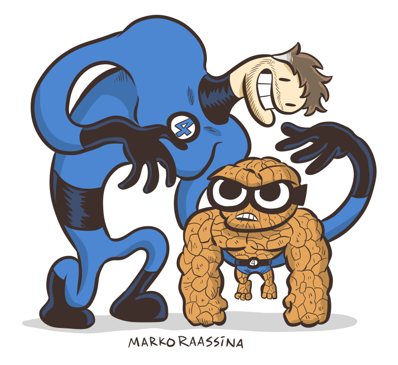 MarkoRaassina's tweet image. Yet another Fantastic Four pic, for those who wanted to see Nerd as The Thing and Jock as Mr Fantastic