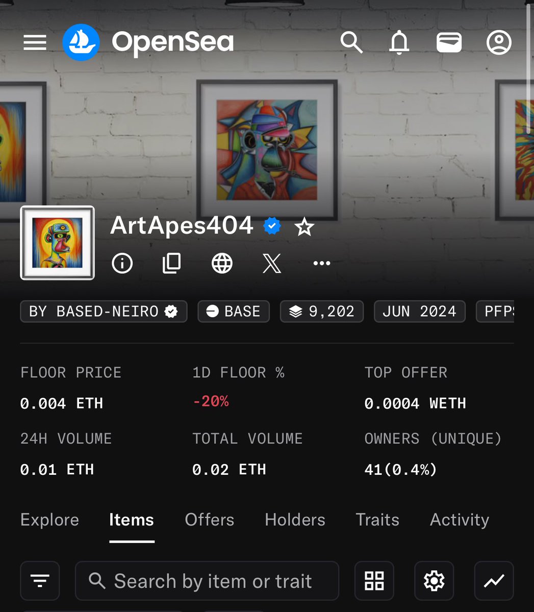 Artapes 404 reached 0.02 eth on <a href="/opensea/">OpenSea</a> 
1 eth soon! 

Very cheap right now. 

Grab a few 

opensea.io/collection/art…