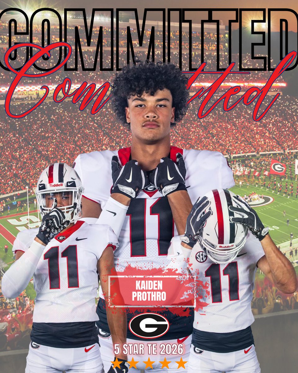 TheNetworkAdvsr's tweet image. 🚨BREAKING:
5-Star 2026 TE @ProthroKaiden has committed to the University of Georgia! @GeorgiaFootball 🐾
Congratulations Kaiden! 🎉