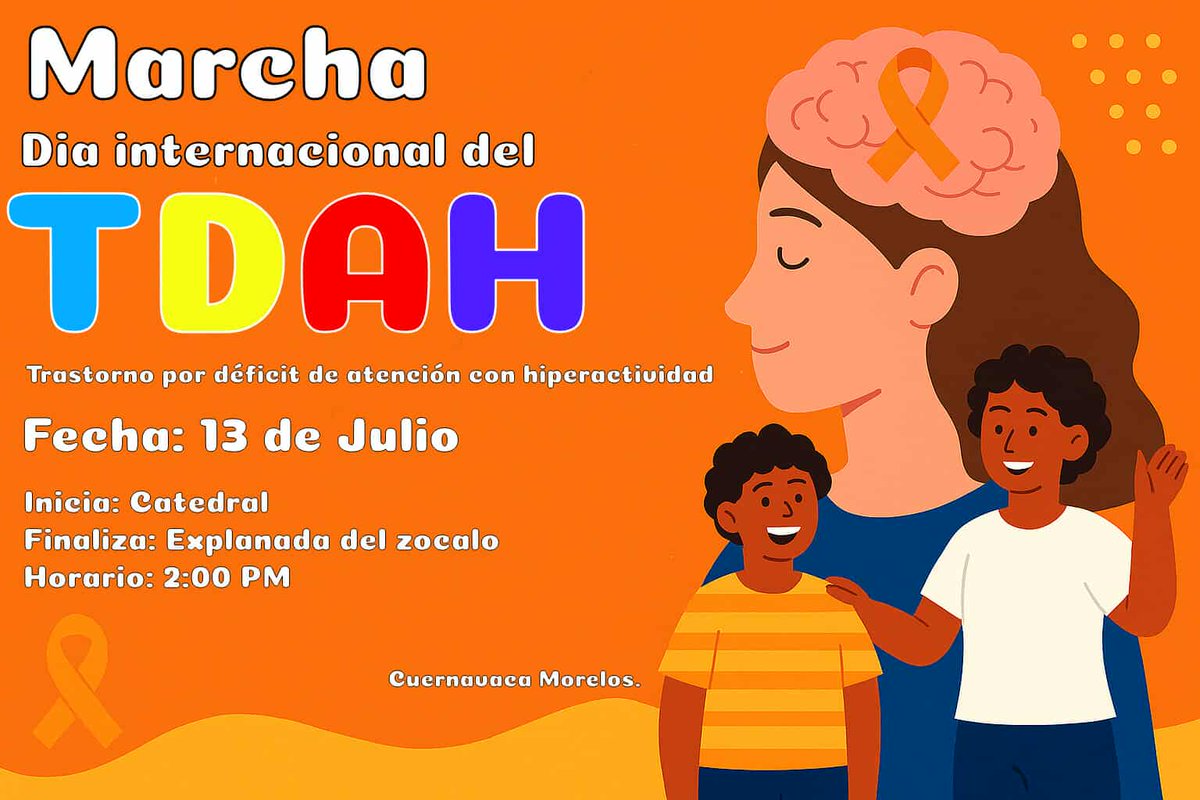 HablemosDelTDAH's tweet photo. Atención a todos nuestros amigos de Cuernavaca, Morelos (México): Marcha por el día internacional del TDAH. Participemos en generar visibilidad. ¡Súmate!

#TDAH #HablemosDelTDAH #TDAHdelAdulto #Neurodesarrollo #Neurodiversidad #Neurodivergencia #HablemosDeSaludMental https://t.co/8OGjuaiwO0