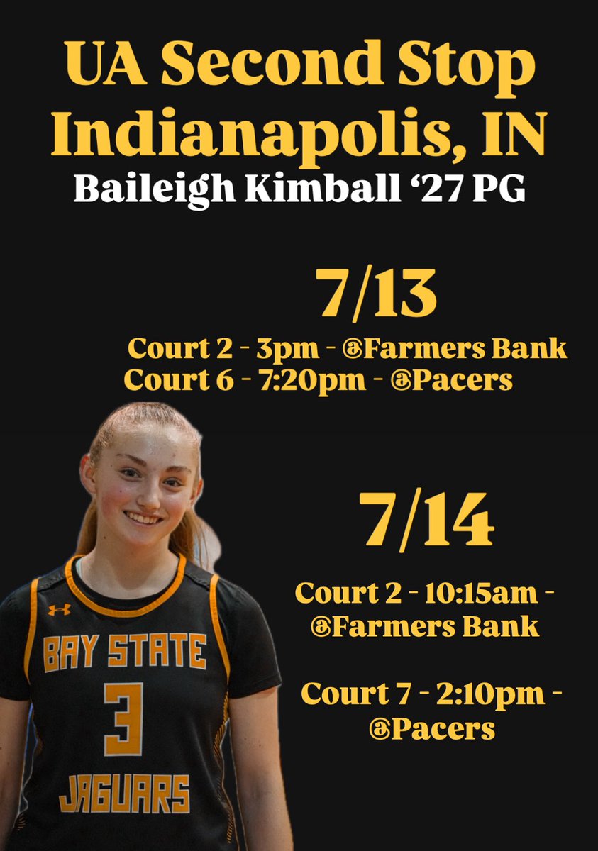 Baileigh Kimball (@kimballbaileigh) on Twitter photo Second Stop….. Indianapolis!! Let’s gooooo
<a href="/BayStateJags/">Bay State Jaguars</a>
<a href="/MPrepGBB/">MPrep GBB</a>
<a href="/WesHowardHoops/">Wes Howard</a>
<a href="/NEPSGBCA/">NEPSGBCA</a> Second Stop….. Indianapolis!! Let’s gooooo
<a href="/BayStateJags/">Bay State Jaguars</a>
<a href="/MPrepGBB/">MPrep GBB</a>
<a href="/WesHowardHoops/">Wes Howard</a>
<a href="/NEPSGBCA/">NEPSGBCA</a>