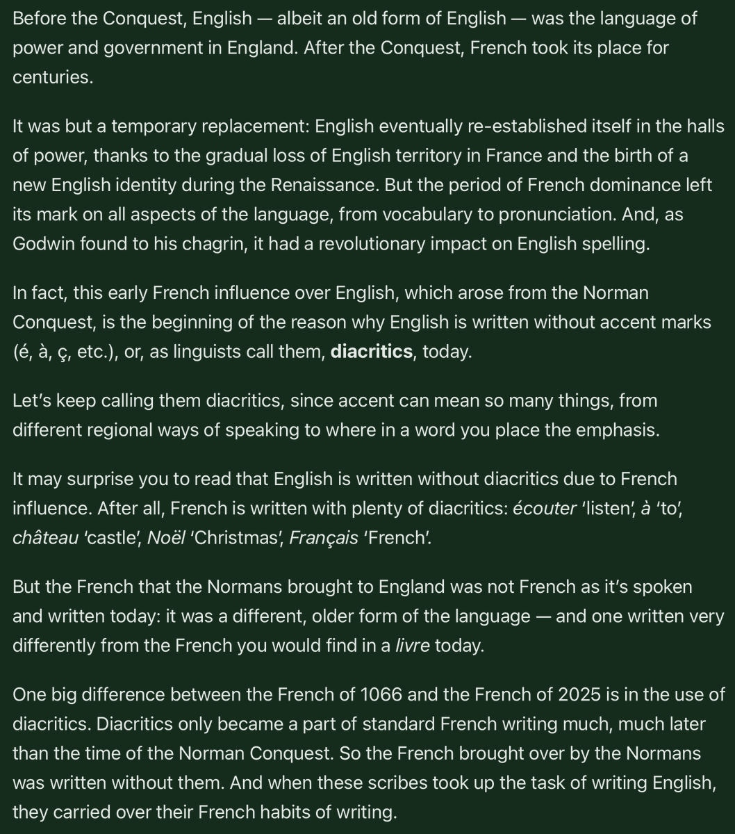 This - on why English is written without accents - I found really fascinating