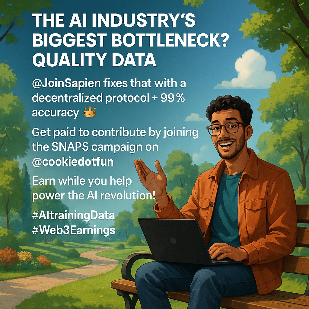 AliHassan421685's tweet image. 🌐The AI industry’s biggest bottleneck? Quality data🫡
@JoinSapien fixes that with a decentralized protocol + 99% accuracy 👑
🎁 Get paid to contribute by joining the SNAPS campaign on @cookiedotfun🍪
Earn while you help power the AI revolution!🔥📈
#AItrainingData #Web3Earnings