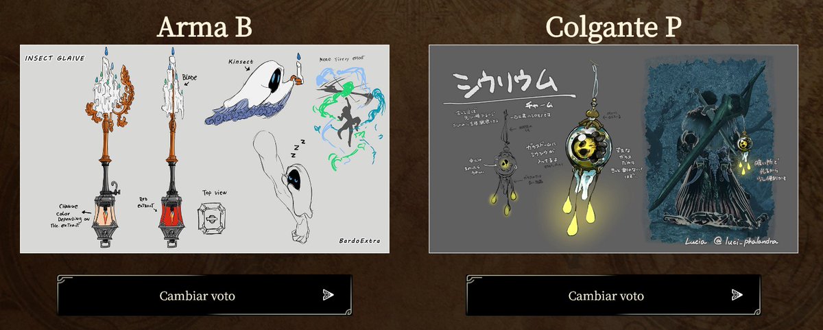 AetherMH's tweet image. ¡He votado por Arma B y Colgante P!
Me encantaron sus diseños, ojala saliesen antes para estar mas acorde a las fechas.

 monsterhunter.com/wilds-info/con… #MHWilds #WeaponEntry #PendantEntry