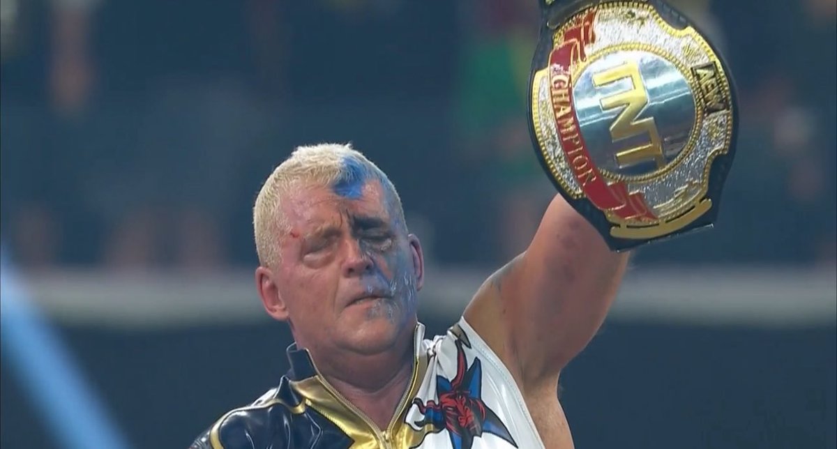 mckenzieas93V2's tweet image. That is Dustin Rhodes first singles title since 1999 when he won the Intercontinental Championship.