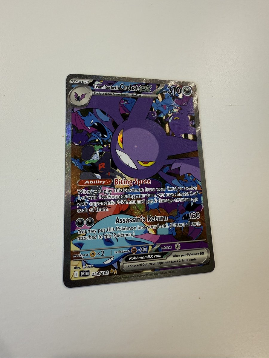 [WTS] $65 - Team Rocket’s Crobat ex SIR
Meetup in west San Jose

Very clean freshly pulled and immediately sleeved.

Also open to trades for sealed products.