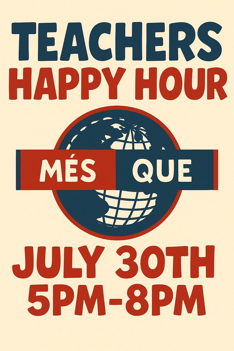 Mes Que is having a Open Bar event to celebrate the teacher of WNY 

Please show up with a school id or photo to receive a wristband for the festivities! 

This includes Beer, Wine , and Well drinks! 
Starts at 5pm each teacher is allowed 1 guest