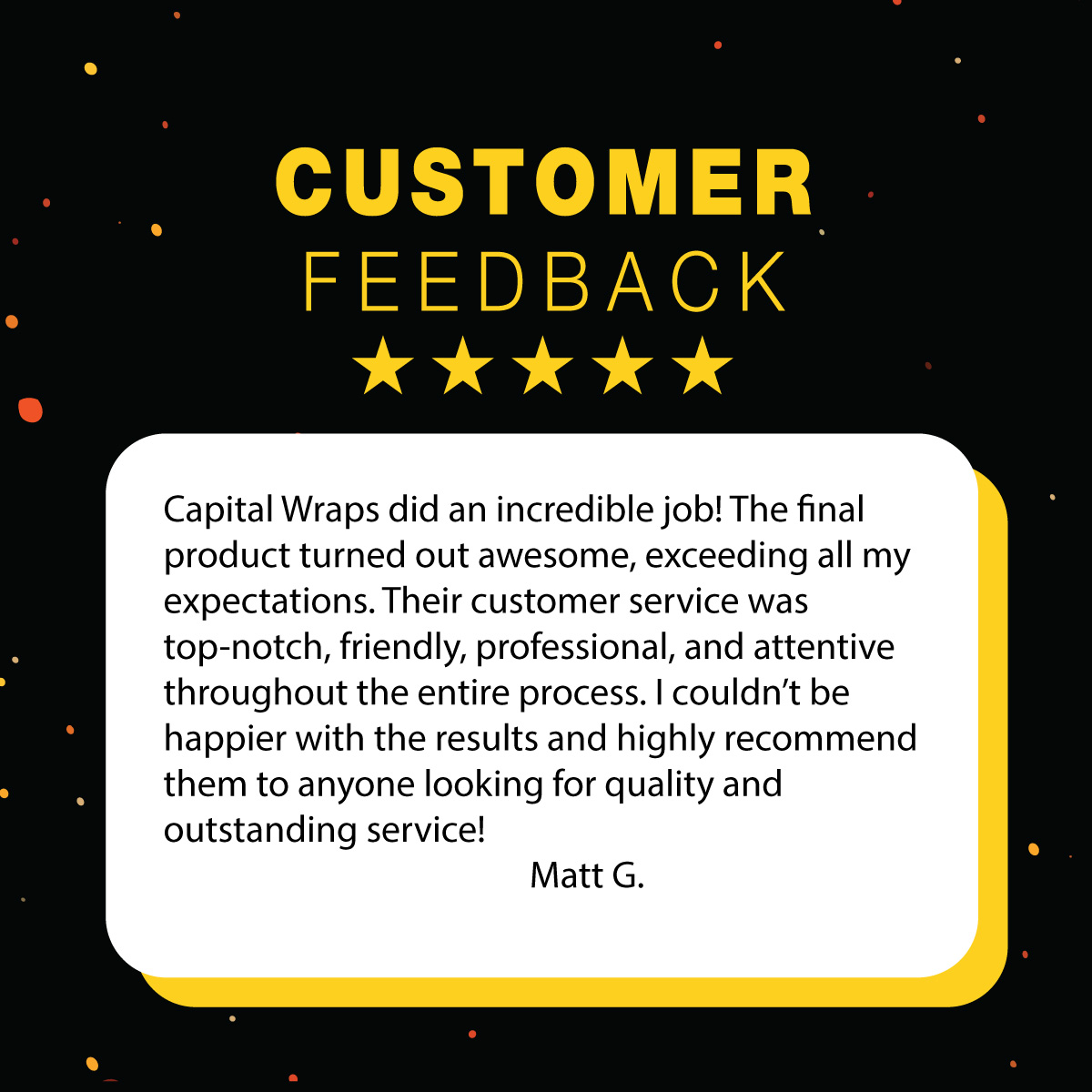 Capitalwraps's tweet photo. Matt G. says it best: "The final product turned out awesome, exceeding all my expectations." That's the Capital Wraps difference – quality and top-notch service from start to finish. #VehicleWraps #CustomerSatisfaction https://t.co/5CGsMp7IAD