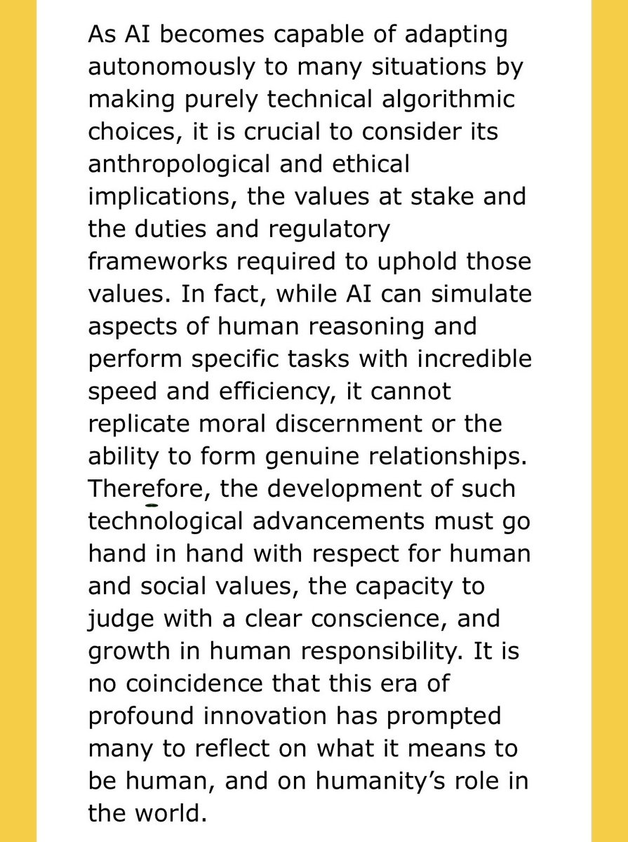 Powerful words by Pope Leo XIV on Artificial Intelligence. 
These are the principles and values that I consistently keep in mind. 
Working towards the common good through the lens of tranquility of order as it relates to AI.