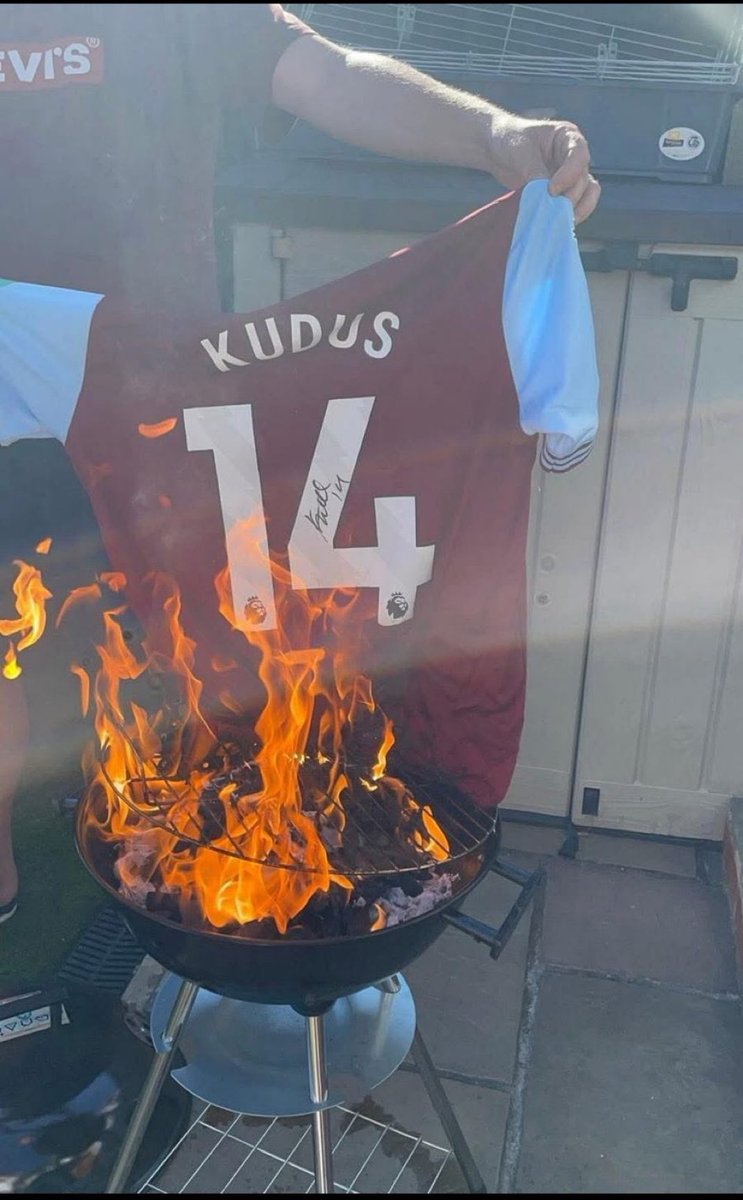 West Ham fans burning Kudus’s Jersey? lmao