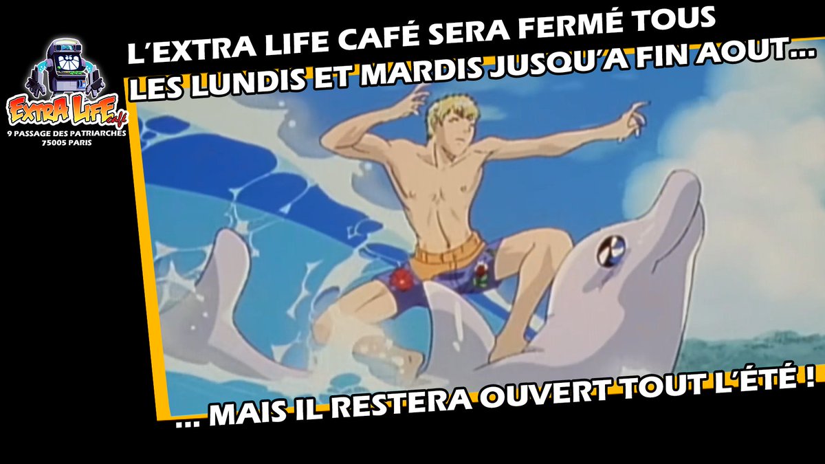 ExtraLifeCafe's tweet image. L&apos;Extra Life Café sera ouvert tout l&apos;été !

Cependant nous serons fermés tous les lundis et mardis jusqu&apos;à la fin du mois d’août !

Bonnes vacances à tous !