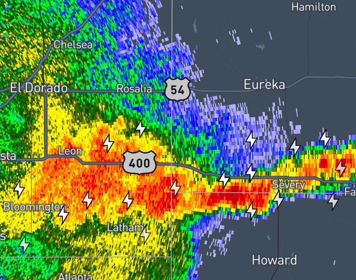 Currently at a gas station in Severy 

Very rainy drive home from here on out