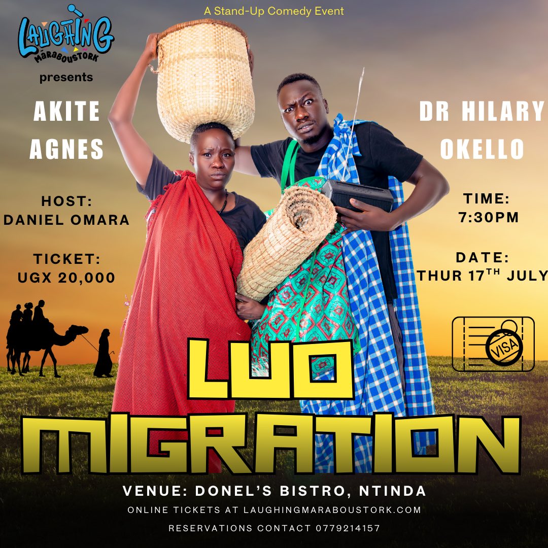 Dr Hilary Okello (@drhilaryokello) on Twitter photo What’s caused the #LuoMigration? 😂😂We shall answer this question on Thursday 17th July at the comedy club <a href="/LaughMarabstork/">Laughing Maraboustork</a>
You can get your tickets today at Laughingmaraboustork.com 🎫 What’s caused the #LuoMigration? 😂😂We shall answer this question on Thursday 17th July at the comedy club <a href="/LaughMarabstork/">Laughing Maraboustork</a>
You can get your tickets today at Laughingmaraboustork.com 🎫