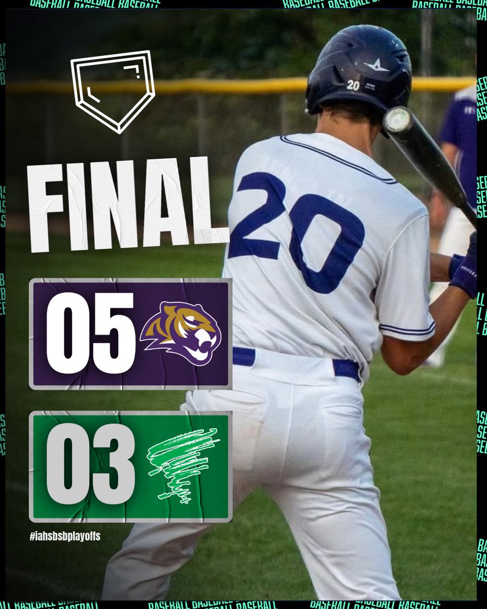 🚨𝗣𝗟𝗔𝗬𝗢𝗙𝗙 𝗕𝗔𝗦𝗘𝗕𝗔𝗟𝗟 𝗙𝗜𝗡𝗔𝗟 𝗦𝗖𝗢𝗥𝗘🚨

Spencer defeats Storm Lake 5-3 and will advance 🔥

Tigers will take on MOC-Floyd Valley on Monday Night in the Substate Semi-Finals.

#iahsbb shot.by.bernardy