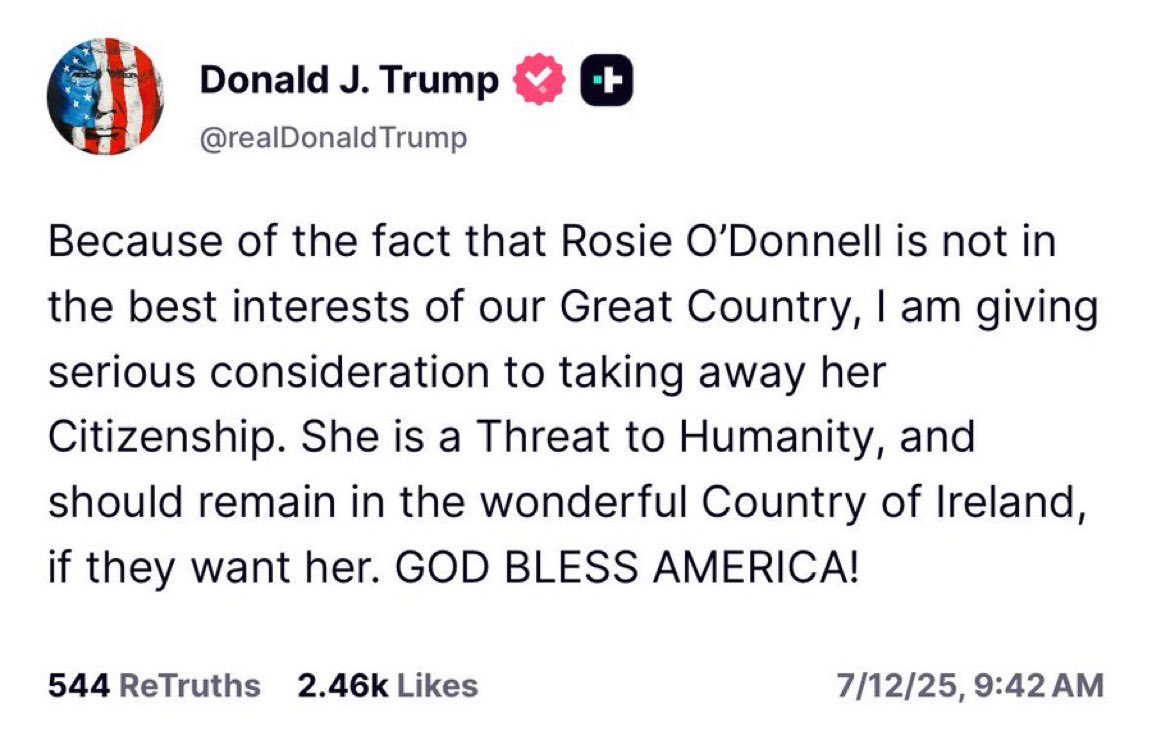 I have as much authority to revoke  Trump’s natural born citizenship as he does to revoke Rosie O’Donnell’s citizenship. 

Also, another opportune moment to say FUCK TRUMP —and I hereby insist that Krasnov moves to Russia.