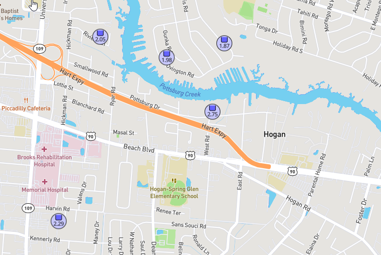NWSJacksonville's tweet photo. Flash Flood Warning for Central Duval County with high focus of rain over San Marco, Hogan areas and near Pottsburg Drive in Jacksonville the last hour where 2 to 3 inches of rain has fallen, with another 1 to 2 inches anticipated.     https://t.co/xPstnyeX7n https://t.co/Ofj5eCGRxw
