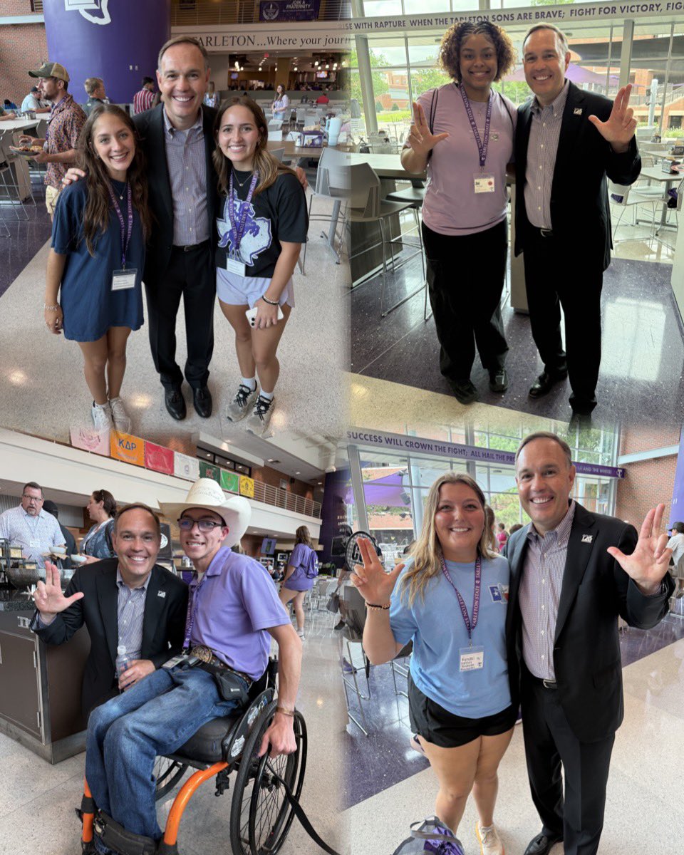 TarletonPrez's tweet image. Orientation #14 was a memorable one! We welcomed many new Texans, and I can鈥檛 wait to see all of you again this fall 馃挏
#TarletonState #BleedPurple #Tarleton125