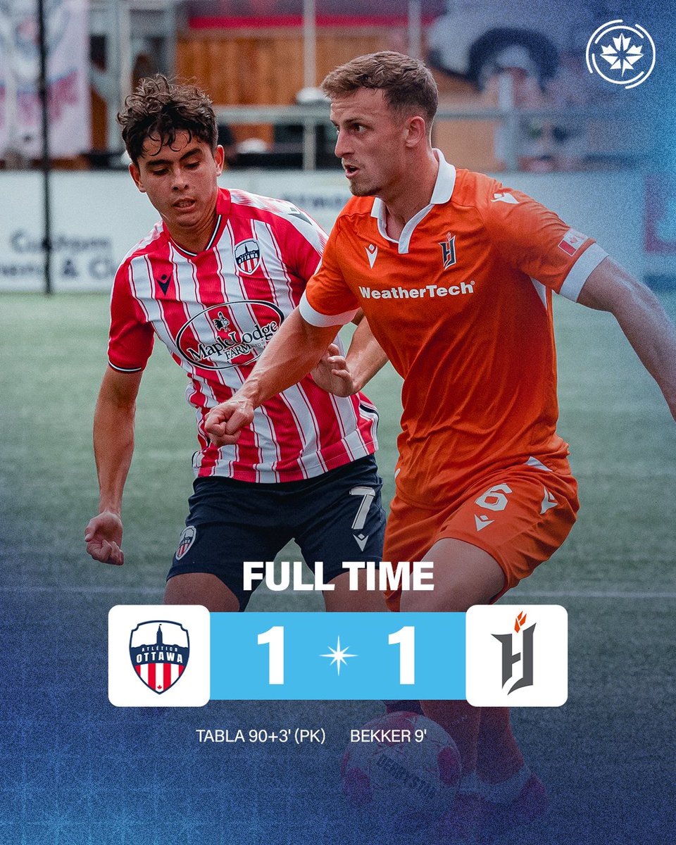 Canadian Premier League (@cplsoccer) on Twitter photo FT: A stoppage time penalty from Ballou Tabla rescues a point for <a href="/atletiOttawa/">Atlético Ottawa</a> against <a href="/ForgeFCHamilton/">Forge FC</a> to keep his club in first place 🎯
RECAP: canpl.ca/news/highlight…
#CanPL I ✍️ <a href="/charliejclarke/">Charlie O'Connor-Clarke</a> FT: A stoppage time penalty from Ballou Tabla rescues a point for <a href="/atletiOttawa/">Atlético Ottawa</a> against <a href="/ForgeFCHamilton/">Forge FC</a> to keep his club in first place 🎯
RECAP: canpl.ca/news/highlight…
#CanPL I ✍️ <a href="/charliejclarke/">Charlie O'Connor-Clarke</a>