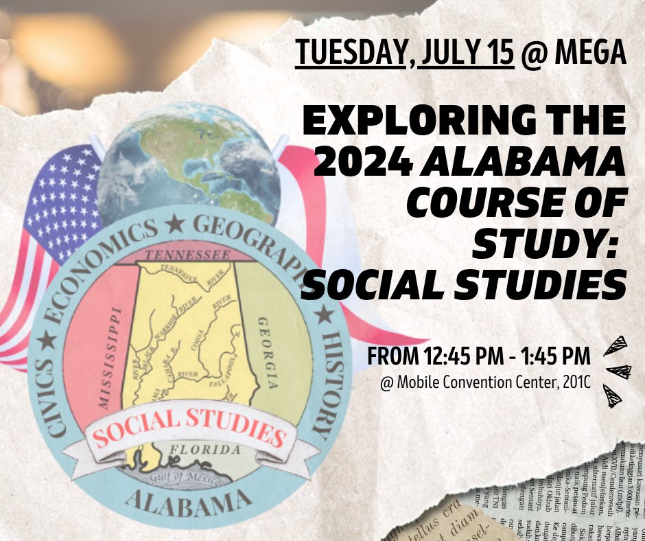 BlakeBusbin's tweet image. Another great week working with social studies teachers across Alabama with workshops in
☑️Mobile
☑️Florence
☑️Montgomery
Now, getting ready for an amazing MEGA conference. Join me Tuesday in learning more about our new standards. #AlabamaAchieves #AlabamaHistory