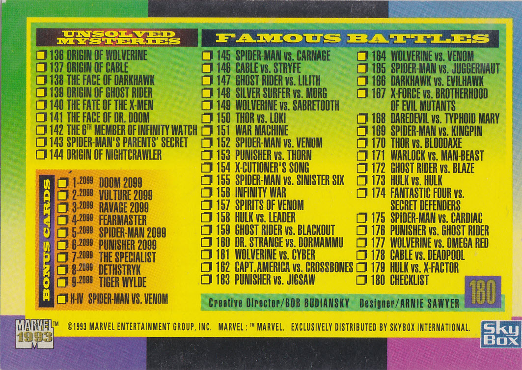 AustinGorton's tweet image. Card 180: Checklist

In retrospect, I have to admit the "each card is 1/9 of a larger image" gimmick worked better for me going through them here than ever before. But I still don't LOVE it.

#TradingCardADay #MU4 #Checklist