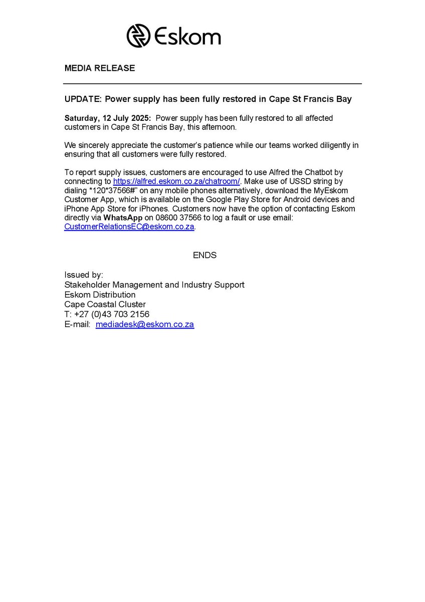 Eskom Hld SOC Ltd tweet media
