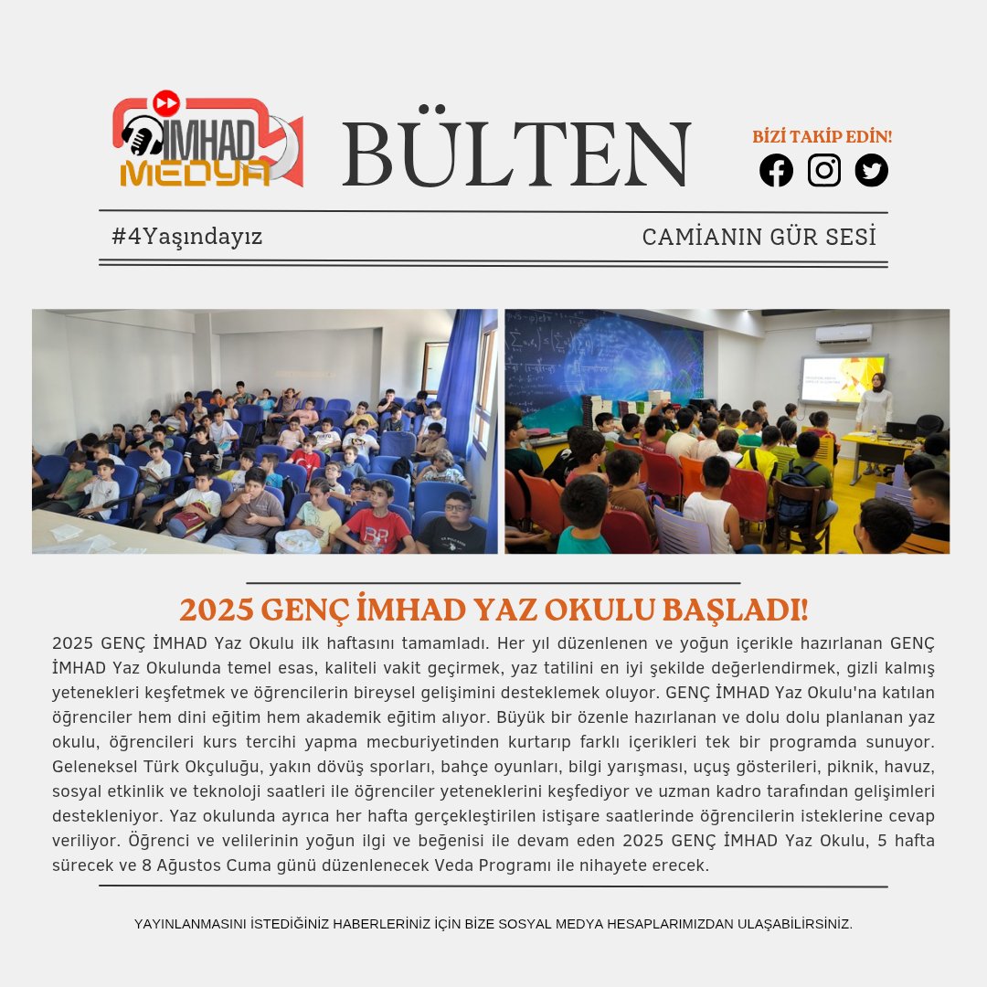 ImhadMedya's tweet photo. 2025 GENÇ İMHAD Yaz Okulu Başladı!

#Gençİmhad #YazOkulu #Yaz #Eğitim #SosyalEtkinlik #İMHAD #MEDYA #GENÇLİK #İMHADGSK #İyiKiİMHADVar #İyiKiİmamHatipVar #İMHADMedya #İmamHatipMezunveMensupları #Tanıtım #Görsel #Haber #Gündem #Camia #Etkinlik #Vizyon #Misyon #Keşfetteyiz #Keşfet https://t.co/DmFLcVfSnE