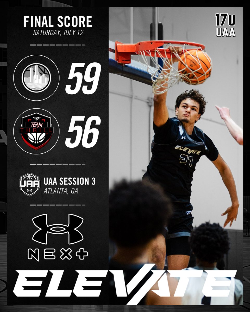 17u Elevate UAA with the hard-fought win over Team Thrill to start Day 3 in Atlanta!

Christopher Kirkpatrick – 19p
Jordan Williams – 11p
Andrew Jensen – 8p
AJ Chambers – 8p
Hudson Scroggins – 7p

<a href="/UANextBHoops/">Boys UAA</a> #ElevateUAA