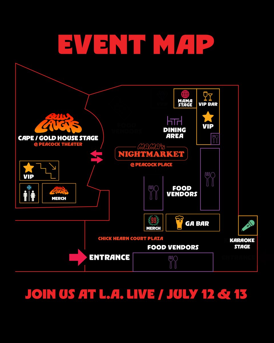 LALIVE's tweet image. Get ready to LOL at Belly Laughs Festival and eat good! 30 top comedians, 20+ food vendors from @mamasnightmarket. Let the weekend begin!🍡🥠🍥🥟🍣🍜
🎟️Tickets still remain for today and tomorrow! pckthr.la/bellylaughs25tw
✨Doors - 2:00pm