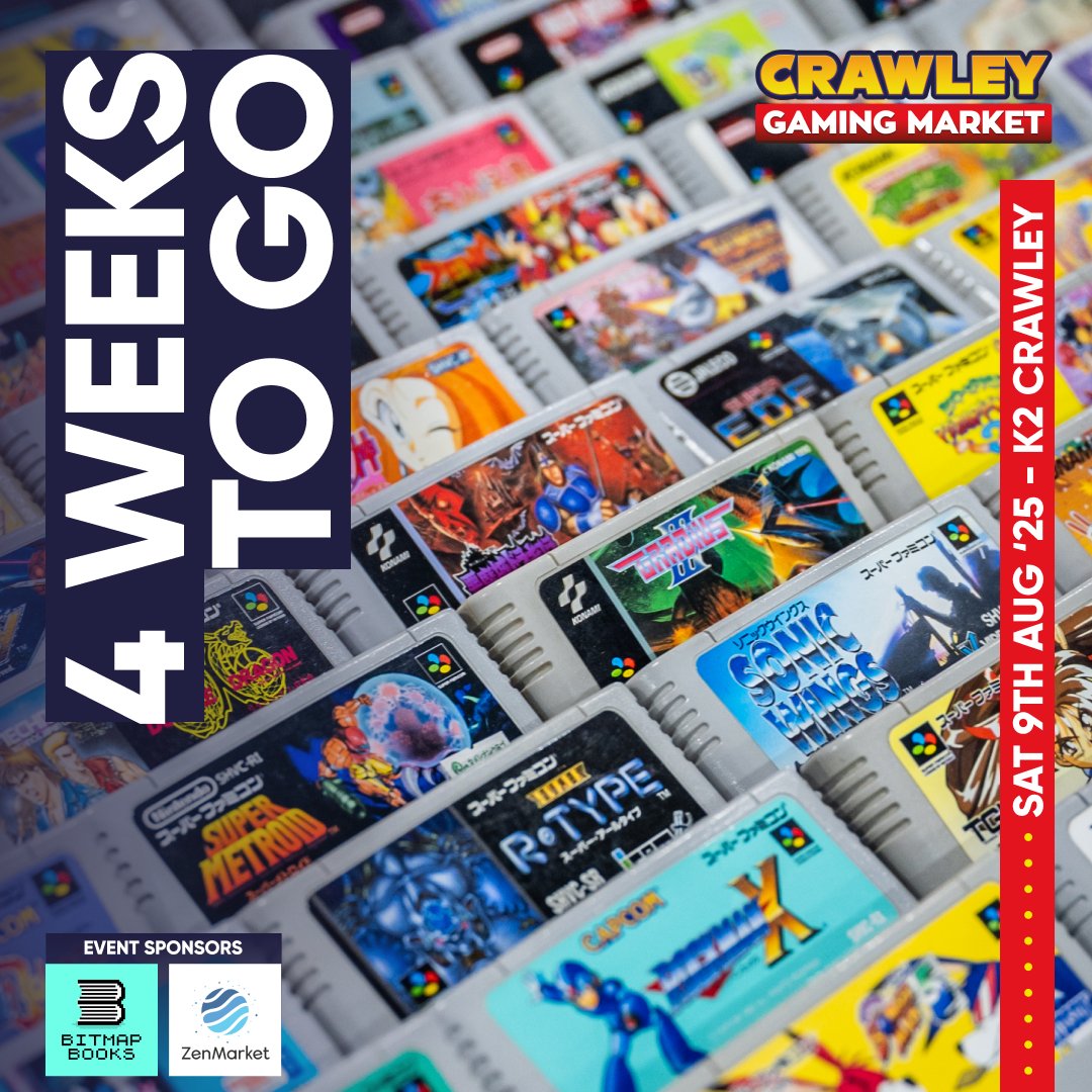 TheVGMarket's tweet image. Who&apos;s ready for Crawley Gaming Market? With 4 weeks till we&apos;re at K2 Crawley, the 1 month countdown is officially on 🎮🕹🔥

🎟 crawleygamingmarket.com/tickets/

Event Sponsors
@Bitmap_Books 📚 linktr.ee/bitmapbooks
@zenmarket_en 🗾 go.zenmarket.jp/replayevents

#CrawleyGamingMarket