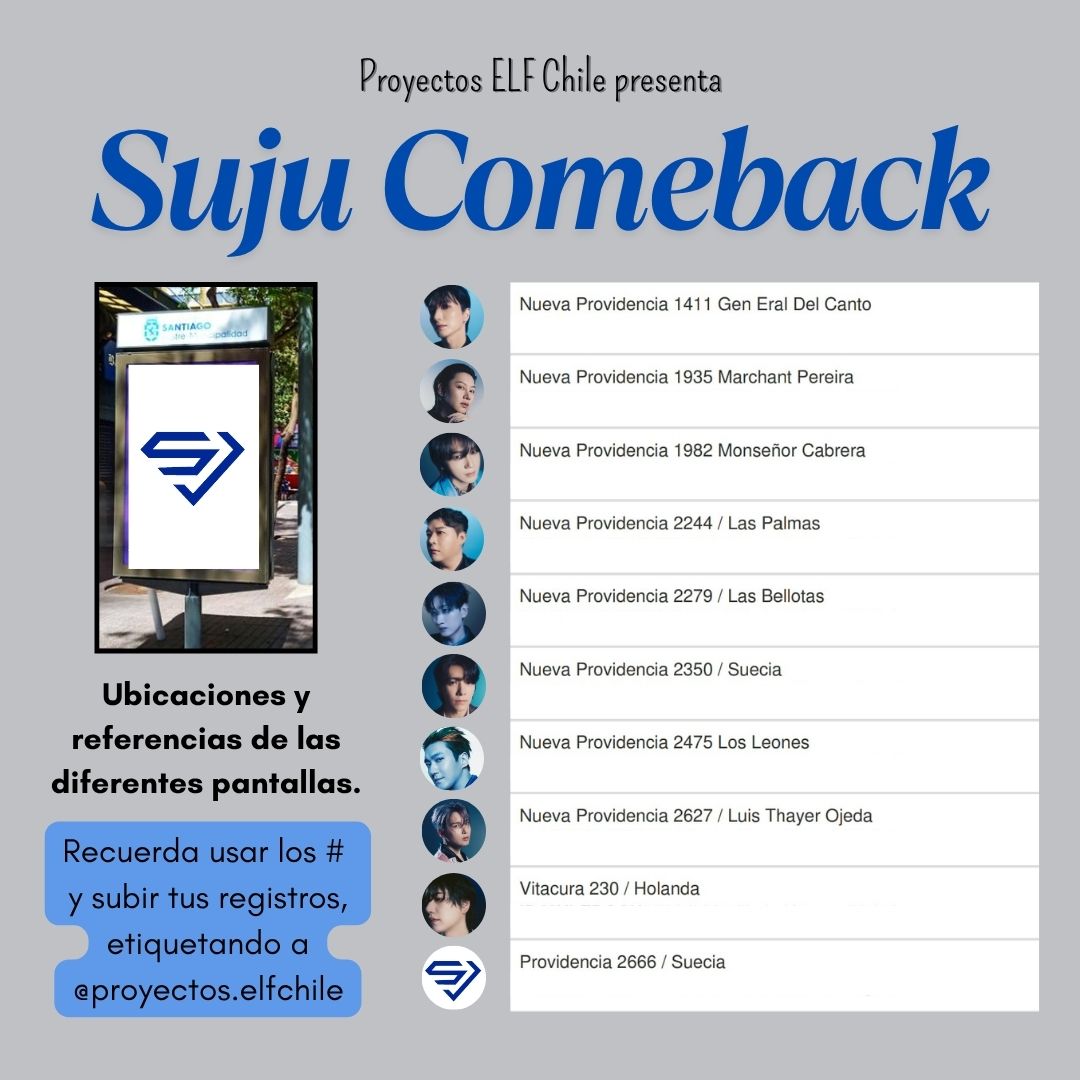 Es hoy!!! Tenemos pantallas promocionales de #SuperJunior25 en Providencia✨
Suban sus fotitos, usen los # y etiquetennos en X e IG💙
#SJ_20TH_EXPRESSMODE 
#슈주_20년째_익스프레스모드 
#Chile_ExpressMode #SJ25