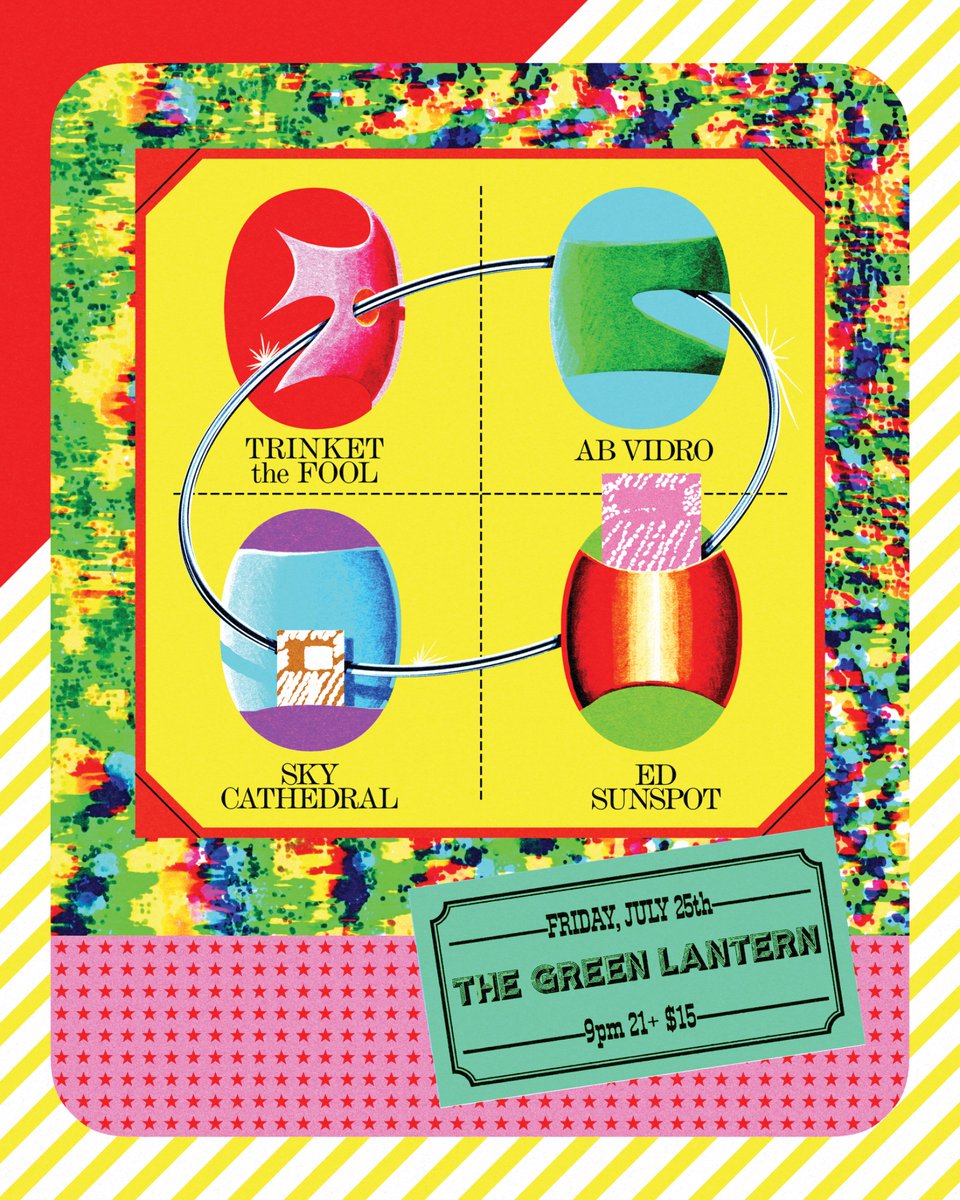 EdSunspot's tweet image. Poster I made for a show I’m playing soon in Lexington of all local Lex weirdo acts, including Trinket the Fool which is the debut of the final form of Jeanne Vomit-Terror/Jeanne le Fou.