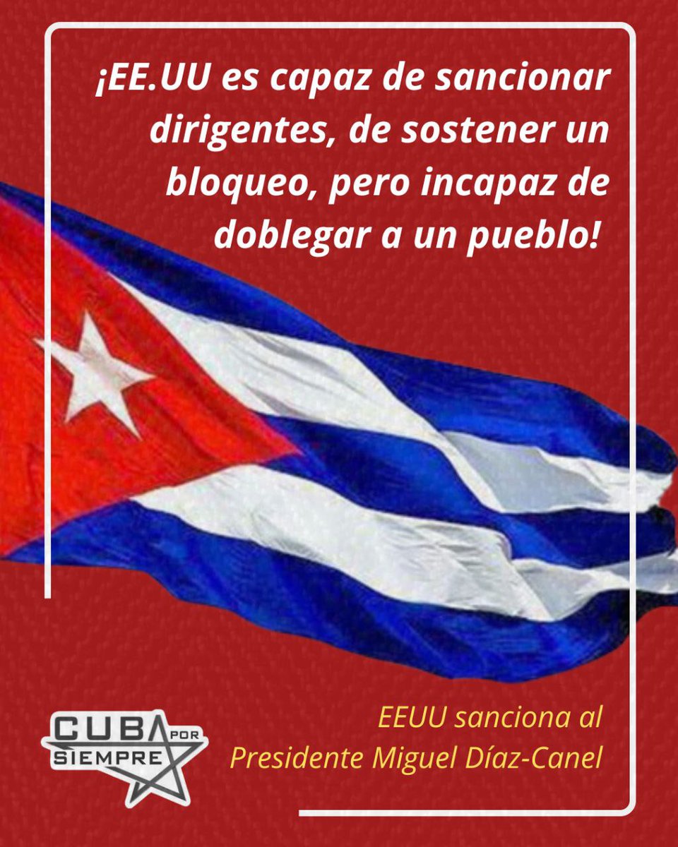 YumarCastro's tweet photo. Washington puede aplicar bloqueos, pero no puede doblegar la voluntad del pueblo ni de sus dirigentes. #CubaEstáFirme #SanctiSpíritusEnMarcha @DeivyPrezMartn1 @DiazCanelB @DrRobertoMOjeda @PartidoPCC @AlexisLorente74 https://t.co/trxp122BdP