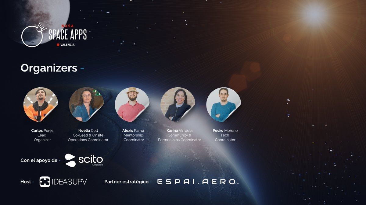 ¡Equipo listo para el #SpaceAppsValencia 2025! 🚀
Si no hay más sorpresas, ya tenemos equipo organizador para nuestra 10ª edición 🎉 Tenemos tantas cosas que contar… ¡que no sabemos por dónde empezar!

Muy pronto, más noticias 😉 #10Aniversario #SpaceApps