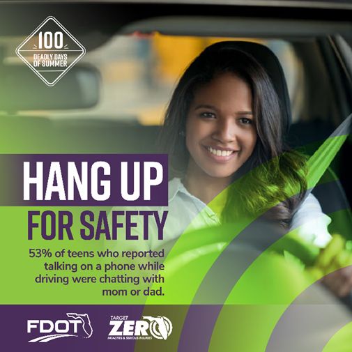 MyFDOT_NEFL's tweet image. Did you know? 53% of teens who reported talking on a phone while driving were chatting with mom or dad.
Be their safety advocate! If they’re driving, ask them to pull over before picking up.
Let’s keep them focused on the road ahead. 🚗
#100DeadliestDays