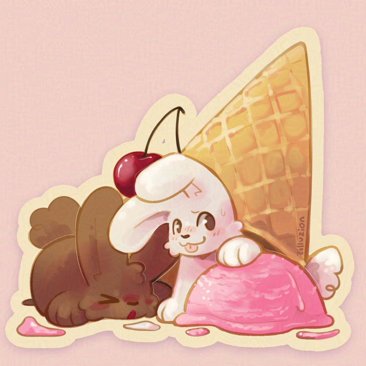 zilluzion's tweet image. neapolitan bunnies! 🍨
gosh i want ice cream so bad...
July's monthly sticker club sticker design