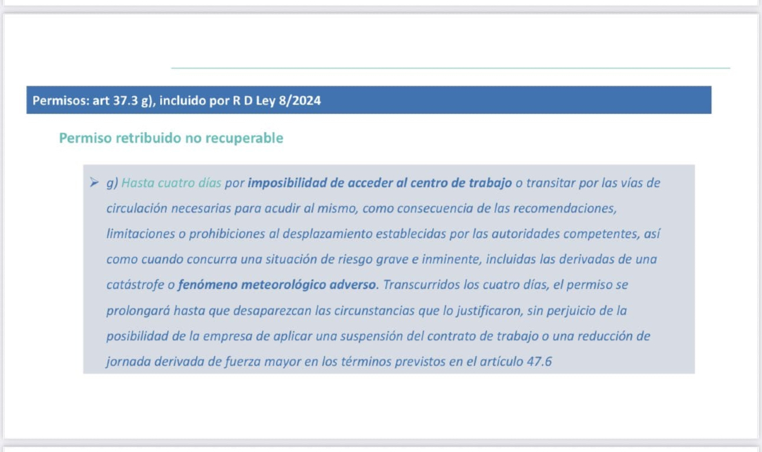 ⛈️ Ante fenómenos meteorológicos adversos, lxs trabajadorxs tienen permisos retribuidos.

👁️‍🗨️ #Infórmate y no te la jueges.

#dana #aemet #derechoslaborales #riesgos #sffcgt