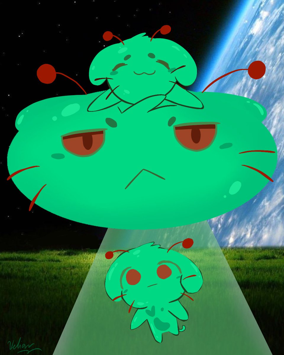 I could've been the pizza delivery guy and the customer, but that's just too boring. #alien #weirdcore #originalcharacter #digitalart #scifiart