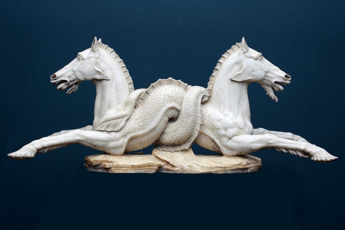 Neptune's seahorses. Date: 19th century. Medium: marble. Italian work, not signed. Victor Werner Collection, Belgium.