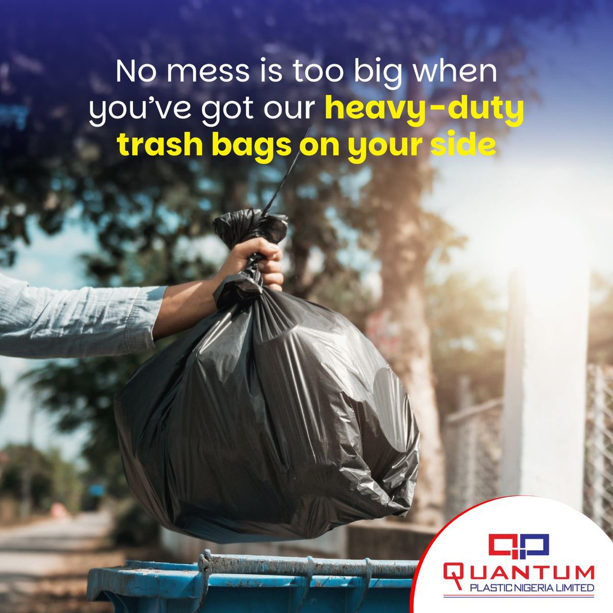 QuantumGroupNig's tweet photo. Made from strong, puncture-resistant material, they won’t tear or leak, giving you peace of mind even with the messiest jobs.
#HeavyDutyTrashBags #StrongTrashBags #PunctureResistant #LeakProofBags #WasteManagement #TrashBagSolutions #CleanAndOrganized #ReliableBags https://t.co/A5Mcn8eipj