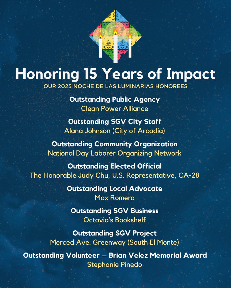 ActiveSGV's tweet image. Our annual awards gala, Noche de las Luminarias, is heading to the Hurst Ranch Historical Center for the first time! We are celebrating 15 years of community-driven change. Join us for an evening full of food, music, dancing, conversation, and community. bit.ly/noche2025
