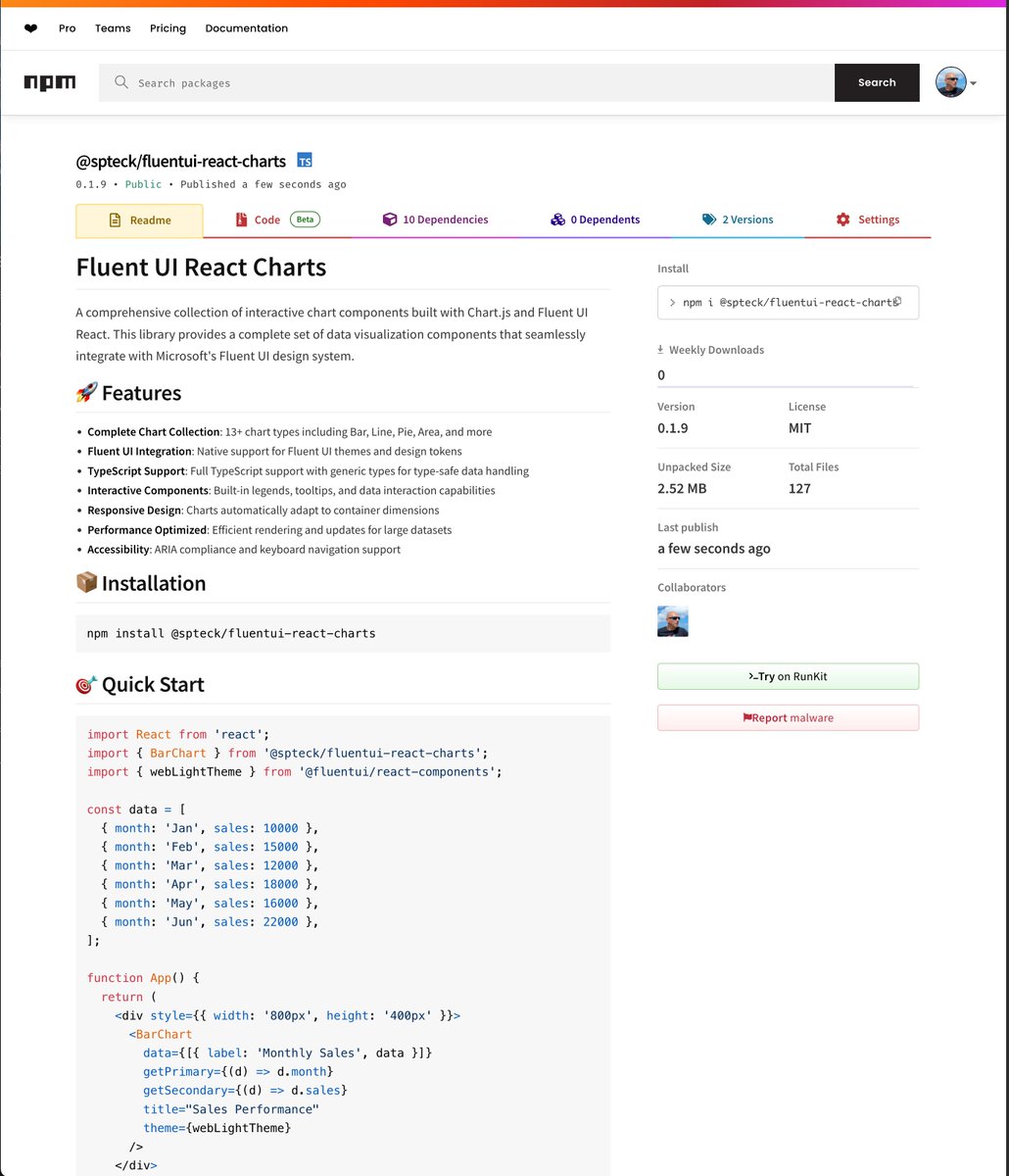 joaojmendes's tweet image. Hey! fluentui-react-charts is now live on NPM, offering seamless charting features for Fluent UI 9. 

This library enhances dashboard creation within Microsoft environments, ensuring rich, accessible, and visually cohesive data representations. 

Explore now! 😀 🙏 🧡
#FluentUI