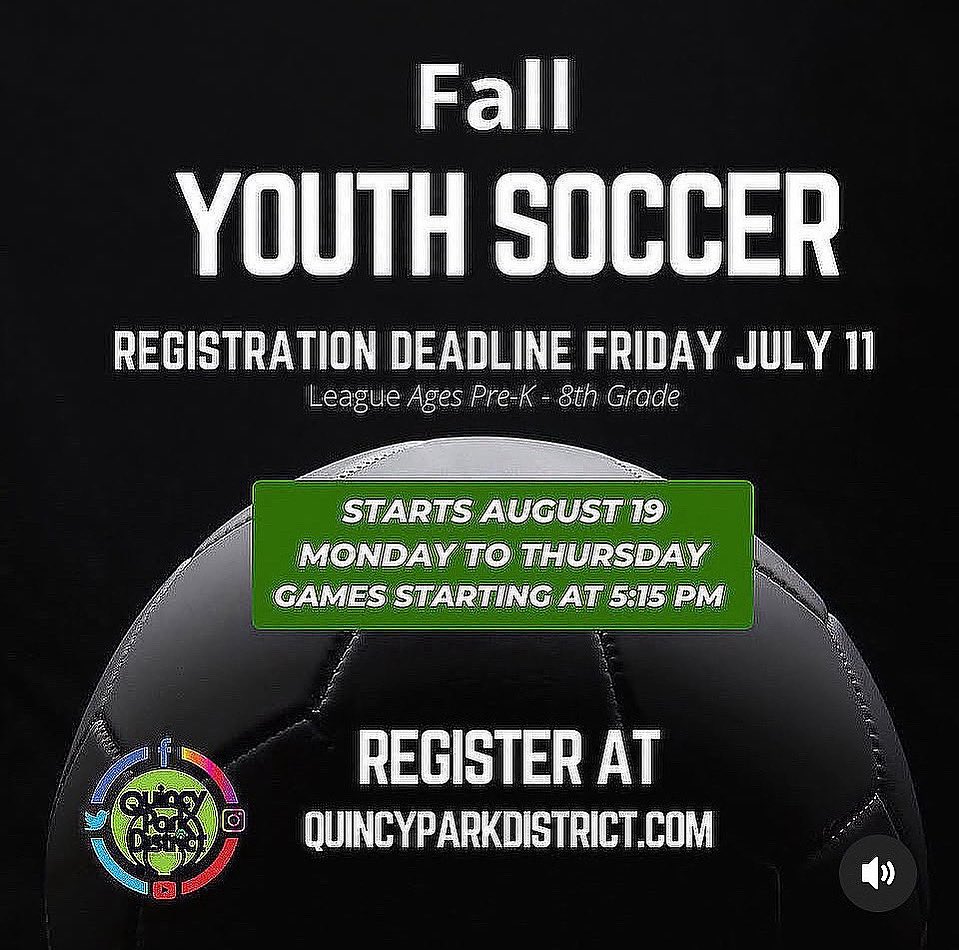EXTENDED Registration deadline to Wednesday 16 4:00 pm.

Register at quincyparkdistrict.com