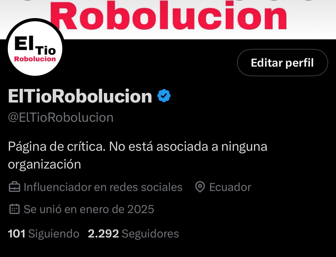ElTioRobolucion's tweet image. Está no es una cuenta nueva, soy el mismísimo Robolucion Ciudadana. Por políticas de X tuve que cambiar todo para poder seguir trayendo las duras críticas hacia el correismo
Gracias a todos por apoyar y esperemos podamos recuperar los mismos seguidores que la anterior cuenta…